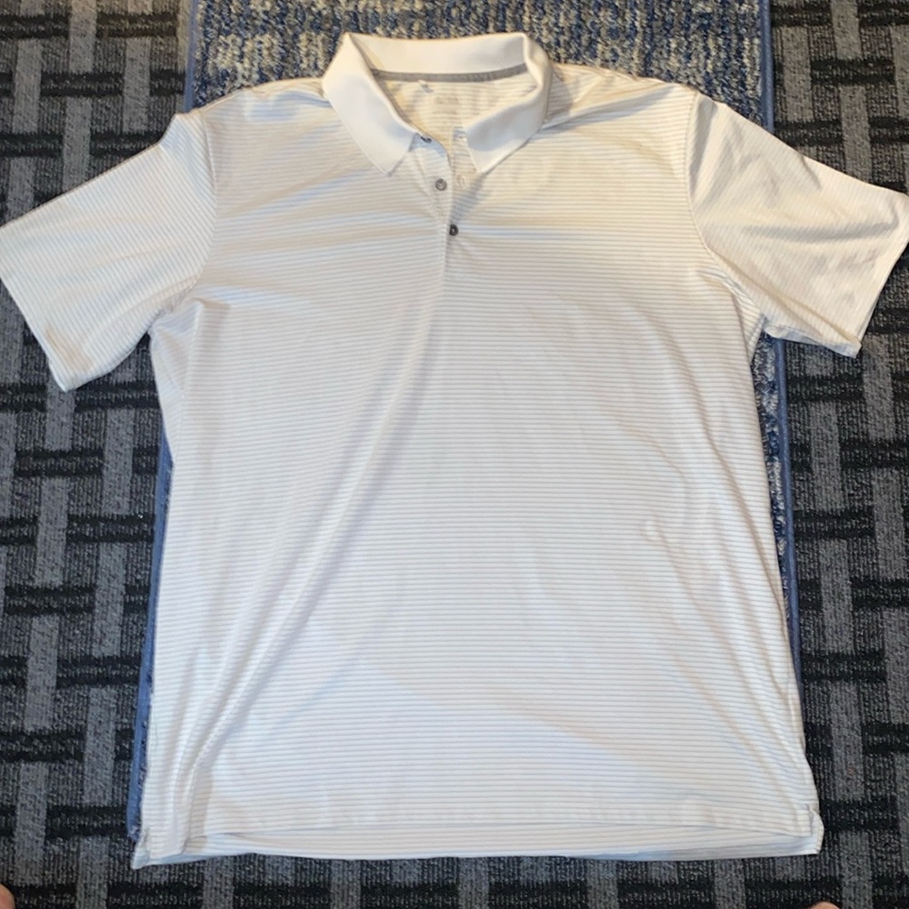 Adidas gray stripe polo